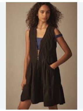 Daily Practice Anthropologie Medium Black Cotton Trek Utility Dress